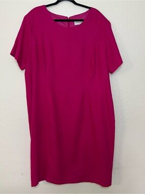NWT Adolfo Studio Hot Pink Linen Blend Shirt Midi Dress Women’s Plus Size 24W